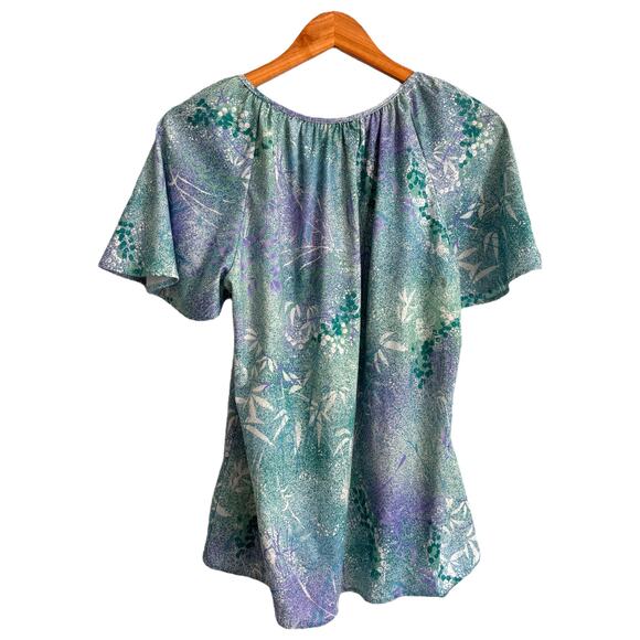 Vintage Teddi Floral Batwing Blouse – Tie Neck Cottagecore - Picture 2 of 10